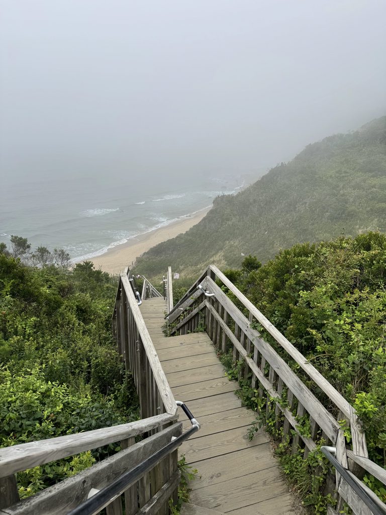 Rhode Island Family Vacation: Our 4-Day Narragansett Itinerary Stairway down to the beach at Mohegan Bluffs