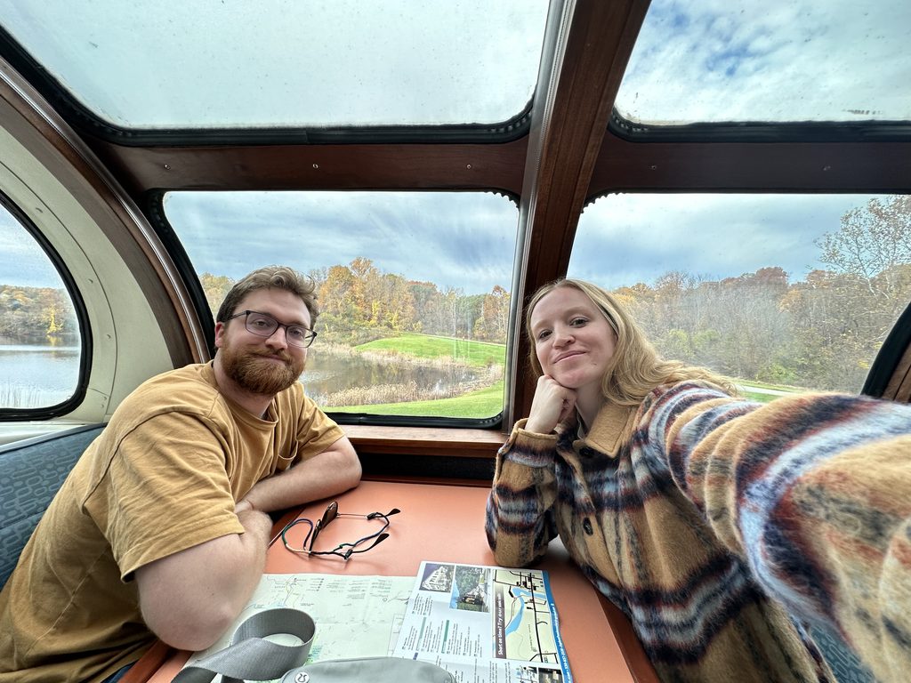 Cuyahoga Valley National Park in the Fall: Our 2-Day Trip Hannah & Dylan on the Cuyahoga Valley SR Dome Car train ride.