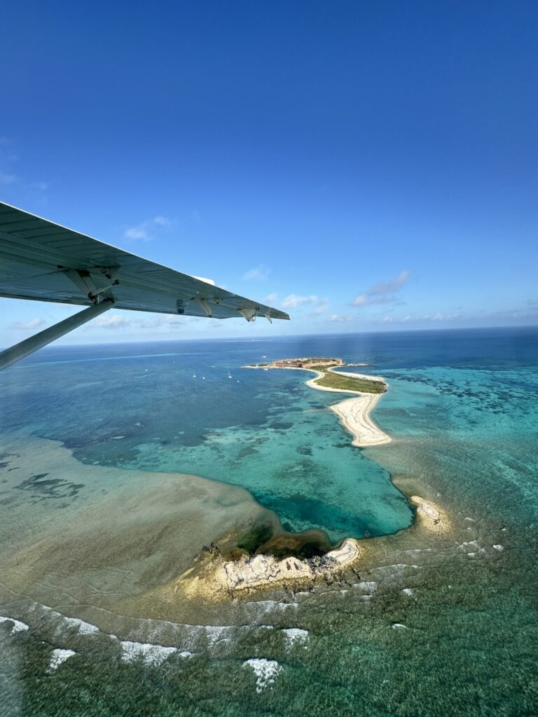 Dry Tortugas National Park: Our Half-Day, Seaplane Experience Aerial view of Dry Tortugas National Park from a seaplane over the Florida Keys