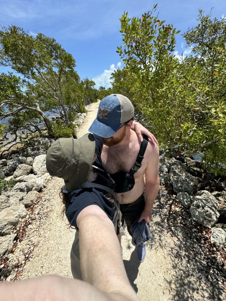 Our 6-Day Itinerary to Florida's 3 National Parks Hiking a rocky trail in Biscayne National Park during our Florida honeymoon.