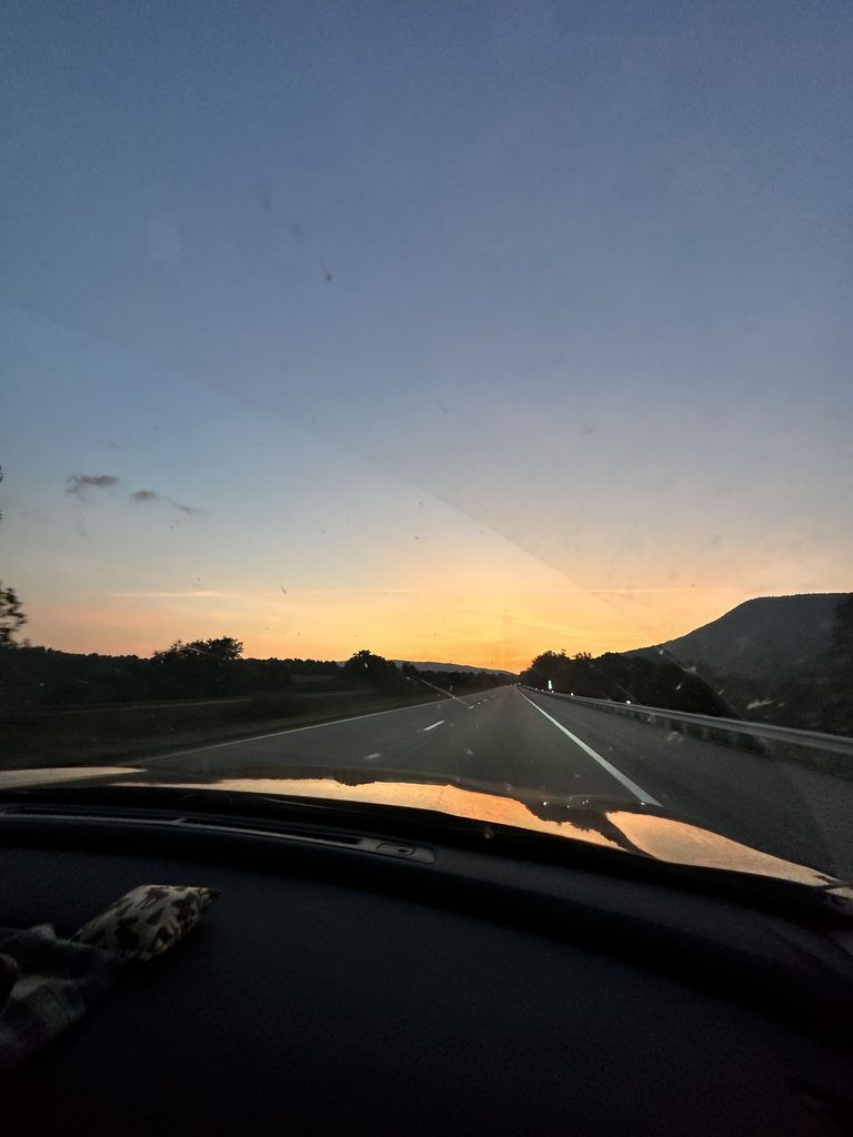 2 Days in New River Gorge National Park Sunset on the highway in West Virginia